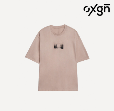 OXGN New York Graphic Print Relaxed T-Shirt For Men (Khaki/Black)