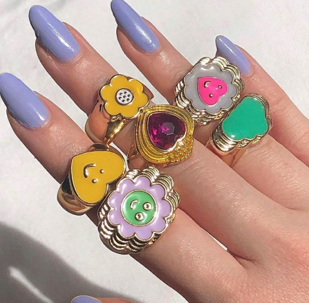 Chunky Y2K Colorful Trendy Gold Statement Ring