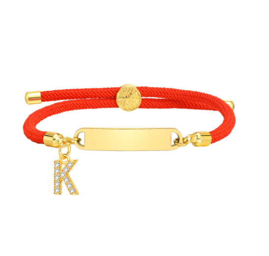 Vnox Custom Initial Letter Name Baby Bracelet Personalized Newborn Child Birth Gift Red Thread Rope Bracelet Adjustable Handchain K