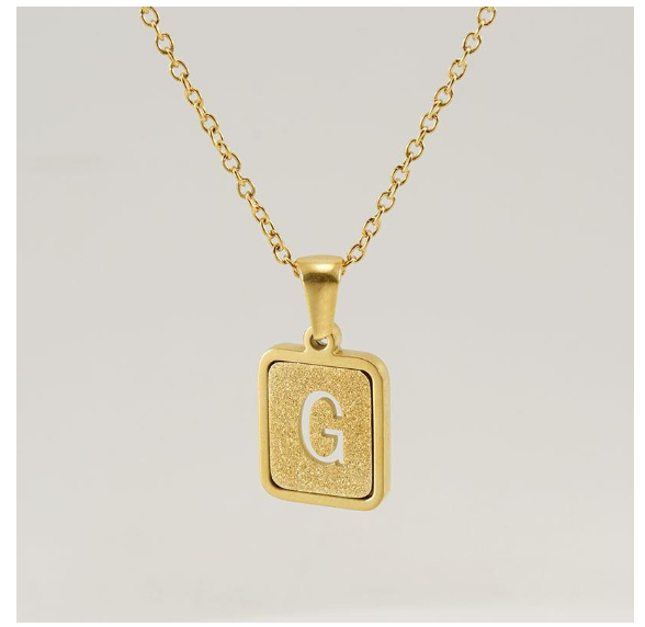 Fashionable 18K Stainless Steel Hollowed Out 26 Capital Letters Necklace for Womens Titanium Steel Letter Pendant Collarbone Chain G