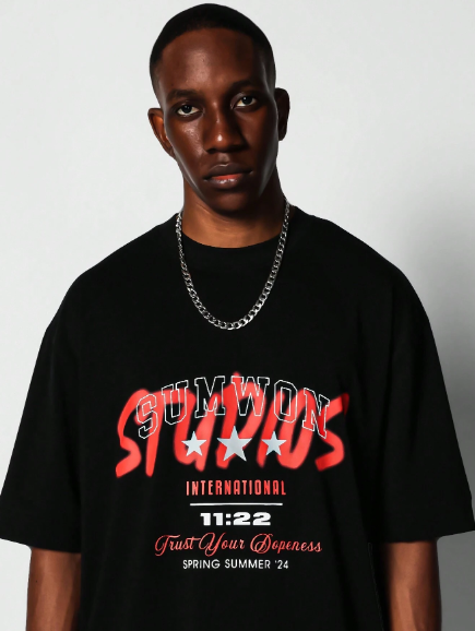 SUMWON Tee With Graphic Print For Men Daily Wear Summer College Ready