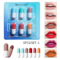 IBCCCNDC 6 Colors Capsule Lipstick Set Long Lasting Waterproof Matte Lip Gloss Portable Mini Velvet