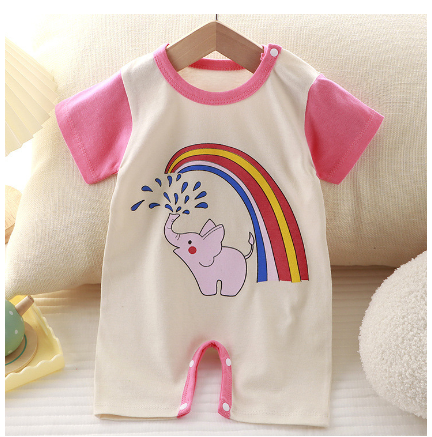 Cotton Baby Girls Bodysuit Pink Unicorn Cartoon Print Baby Romper Baby Onesies BR6