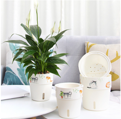 Self Watering Flower Pot Indoor Outdoor Gardening Modern Plastic Planter Water Level Window