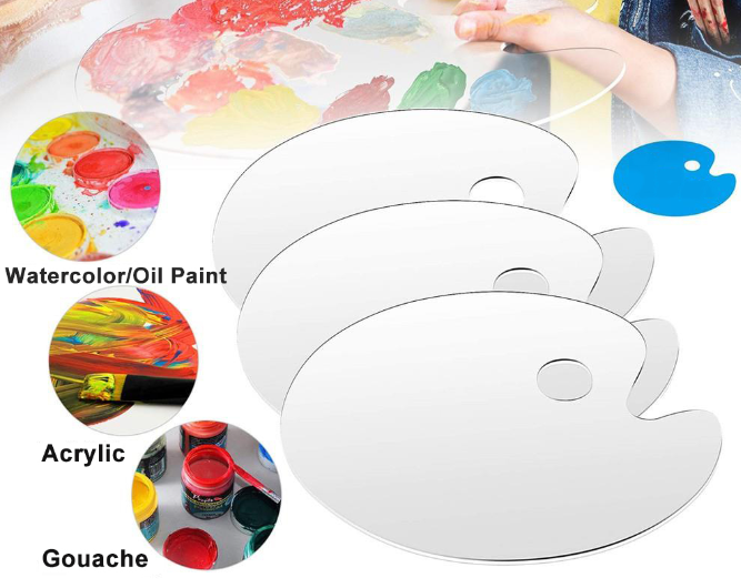 Transparent Acrylic Palette Board Acrylic Mixing Plate Makeup Painting Nail Polish Mixed Tools Set