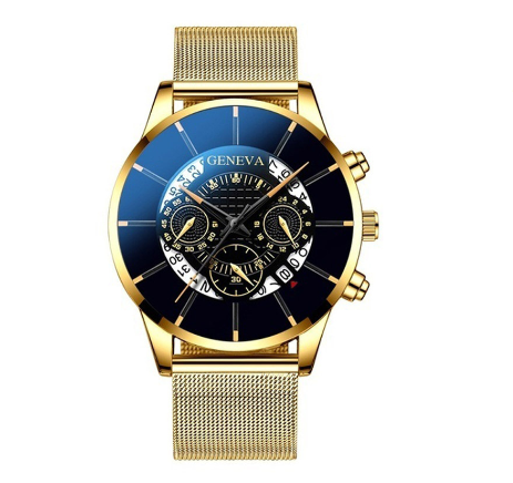 European and American fashion watch luxury calendar stainless steel mesh quartz watch sports watch men's business casual watch 03