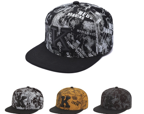 Fashion K Letter-Design Cotton baseball Cap Outdoor Casual Adjustable Snapback Cap Retro Style Hip Hop Panel Cap Unisex
