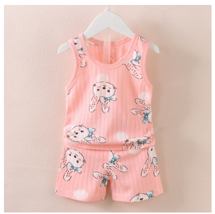 Ready Stock Boys Girls' Cartoon Thin Breathable Sleeveless Vest and Shorts Set BT7