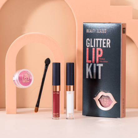 BEAUTY GLAZED Lipstick Lip Kit Makeup Liquid Lip tint Matte 4in1 Glitter Lip Kit Stay Golden Same Style Cosmetics Glitter Long Lasting Cruelty Free