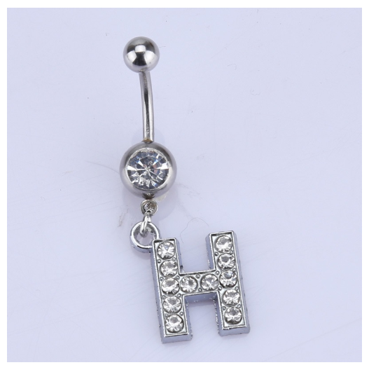 26 Letter A To Z Style Charm Stainless Steel Body Piercing JewelryCrystal Rhinestone Navel Belly Button Ring H