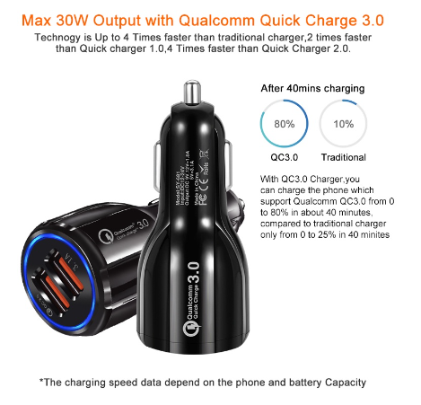 Car USB Charger QC 3.0 Quick Charge Cigarette Lighter Socket Adapter For Phone Car Accessories