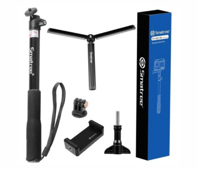 Smatree Q5 Tripod, Monopod for Camera, Cellphone, GoPro, Osmo Action and Action Camera's + Remote