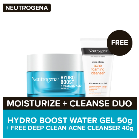 Neutrogena Hydro Boost Water Gel 50g + Free Deep Clean Acne Foaming Cleanser 40g