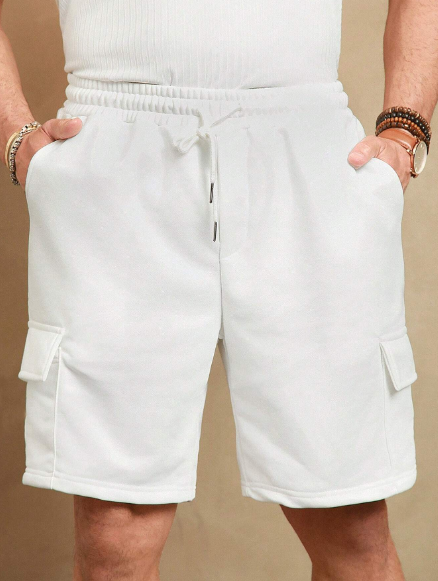 Manfinity Homme Men Fashionable Solid Color Simple Casual Loose Shorts