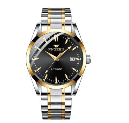 FNGEEN 6612-1 Men's Automatic Mechanical Watch SILVER GOLD BLACK