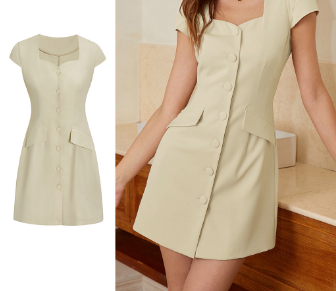 Lovito Women Fake Pocket Dress L68ED182 Apricot