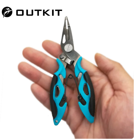 OUTKIT Multifunctional Fishing Pliers Line Cutter Hook Remover Stainless Steel Scissors Fishing Clamp Accessories Spring Rope
