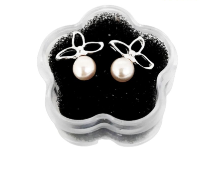 Unisilver 925 Silver Leaf Earring Studs With Pink Pearl