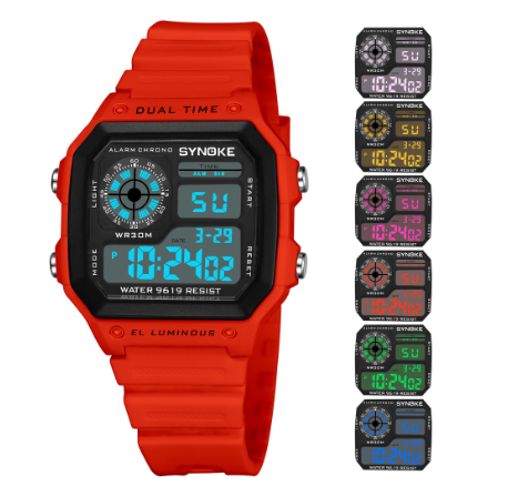 SYNOKE Men's Watch Luxury Waterproof Classic Sports Relo Leisure Fashion Watch For Men RED
