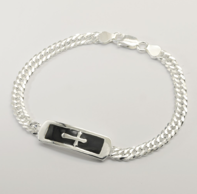 Silver WM039 Italy 925 Cross Men's Bracelet