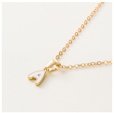 St.kunkka Three-Dimensional Metal English Letter Pendant Necklace Ladies Necklace A-Z for Gift A
