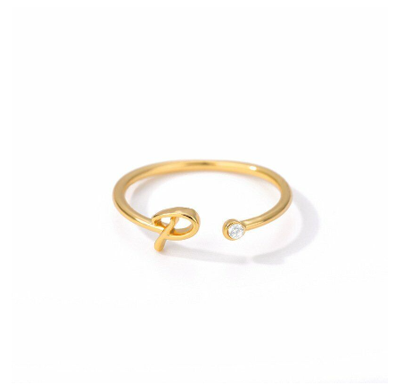 【Y&X】No fade 18K Gold 26 Initial Letters A G J Cubic Zircon Crystal Open Rings Finger Women Jewelry Gift P