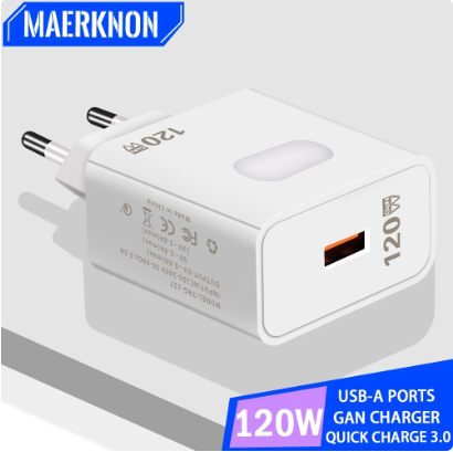 120W GaN USB Charger Quick Charge 3.0 Adapter Wall Charger For iPhone 15 14 13 Samsung Xiaomi Fast Charging Mobile Phone Charger