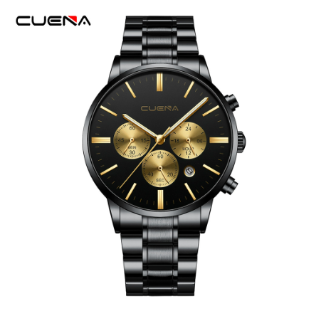 CUENA men's watches original brand fashion simple quartz waterproof  Watch BLACK GOLD