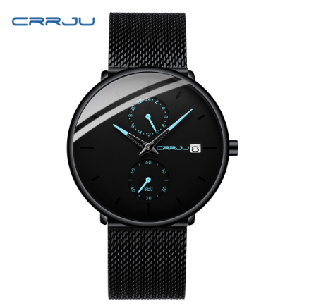 CRRJU Men's Watch Stainless Steel Casual Business Sports Quartz Waterproof 2162 XM No Box M014