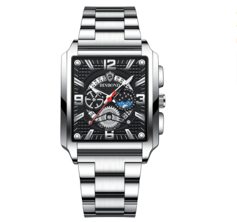 Original Luxury Square Fashion Retro Calendar Waterproof Luminous Sports Stainless Steel Watch 012