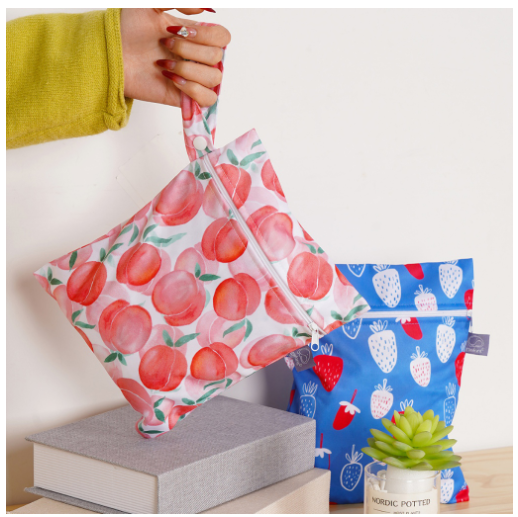 Elinfant 2 Pcs-Set Mini Eco-friendly Portable Waterproof Snack Bag Washable Reusable Baby Diaper Bag D06