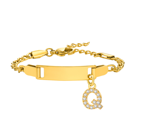 Vnox Baby Name Bracelet with Letter Pendant,Toddler Child ID Bracelet Girl Boy Birthday Gift Q