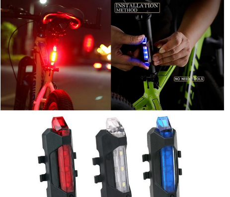 Waterproofed USB Bicycle Cycling Rear Light Safety Warning Tail Lamp