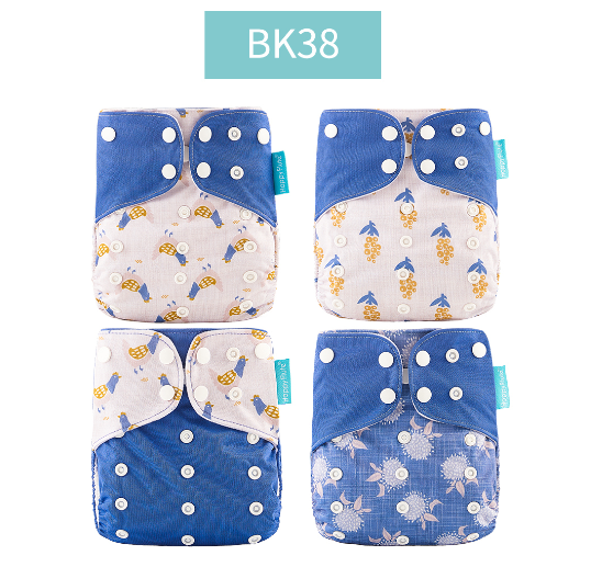 Happyflute 2023 4pcs set Washable Eco-friendly Baby Cloth Diaper Ecological Adjustable Nappy Reusable Diaper Fit 0-2year 3-15kg 03