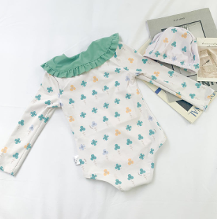 Children Swimsuit New Style Girls Cute One-Piece Ruffled Baby Kids Korean Version Swimming Suit