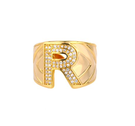 Fashion Initial Letter Rings For Women Finger Adjustable A-Z Alphabet Ring Jewelry R