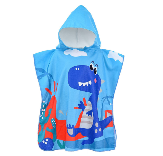 Children Bath Towel Cartoon Printed Baby Can Wear Hooded Bathrobe Beach Swimming Windproof Quick-Drying Cloak Kids Beach Towels T10