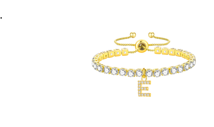 Vnox Cubic Zircon Letter Bracelet for Women Girl,18K Gold Handmade Initial Tennis Shiny Wedding Chain Link Jewelry Gift E