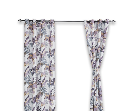 Socone Elegant Flower Printed Blackout Curtain with Rings 9012