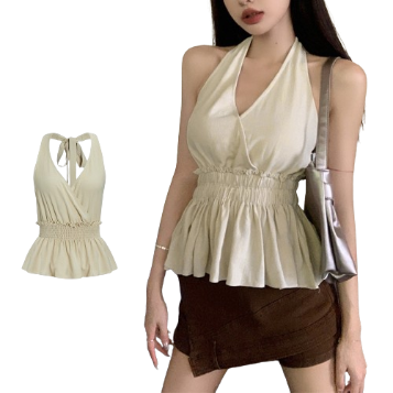 Lovito Women Tie Front Basic Tank Top L67AD044 (Apricot)