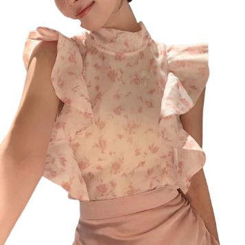 Lovito Women Casual Ditsy Floral Ruffle Tie Back Blouse LNA43026