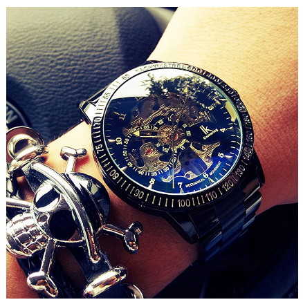 Men Watch Ik Colouring Top Brand Automatic Mechanical Skeleton Sport Watches Fashion Waterproof Discolored glass Stainless Steel Strap Watch 2