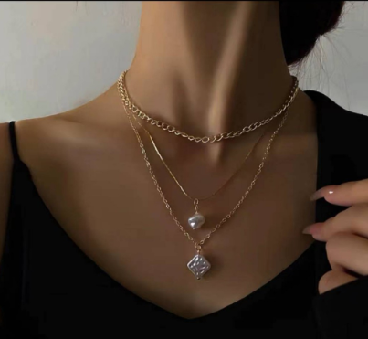 Korean 2in1 trend collarbone Necklace