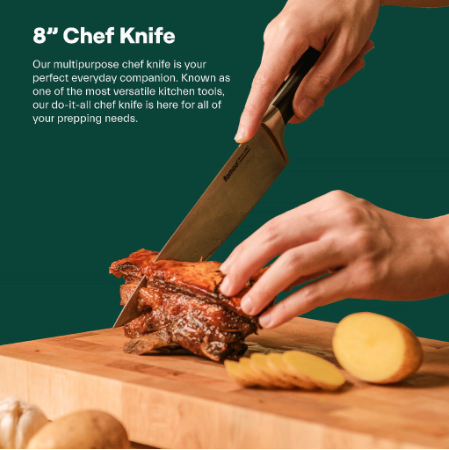 Famco 8" Chef Knife, German Stainless Steel 2.5mm HRC56, Ergonomic Handle, Multi-Purpose Sharp Blade