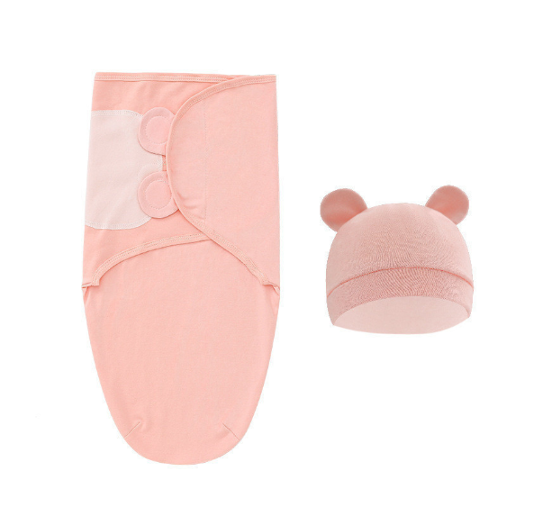 Cotton Newborn Sleeping Bag Baby Swaddle Blanket Pack Hat Adjustable Baby Set Newborn Sleeping Bag Plain Blanket D13