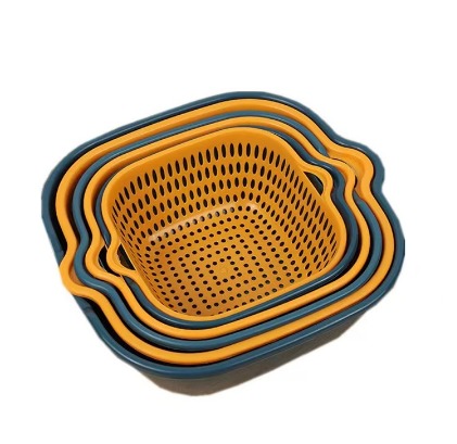 6PCS Drain Basket Plastic Vegetable Washing Basket Wash Basin Household Kitchen Washing Box