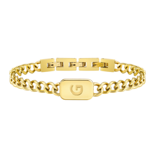 Vnox Letter Cuban Chain Bracelet for Women Men18K Gold Initial Name Stainless Steel 7MM Bracelet Chain Couple Gift Jewelry G