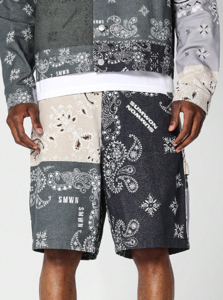 SUMWON Carpenter Short With Paisley Patchwork