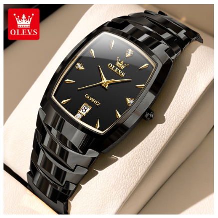 Olevs Watch For Men Waterproof Original Quartz Calendar Stainless Steel Watch BLACK MEN