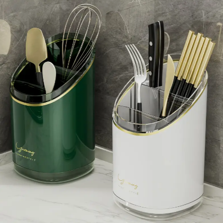 1pc Light Luxury Kitchen Utensil Holder, Multifunctional Draining Chopstick Spoon Cage, Removable Standing Cutlery Storage Organizer, Flatware Organizers, Plastic Lightweight Cage, Kitchen Storage Acc